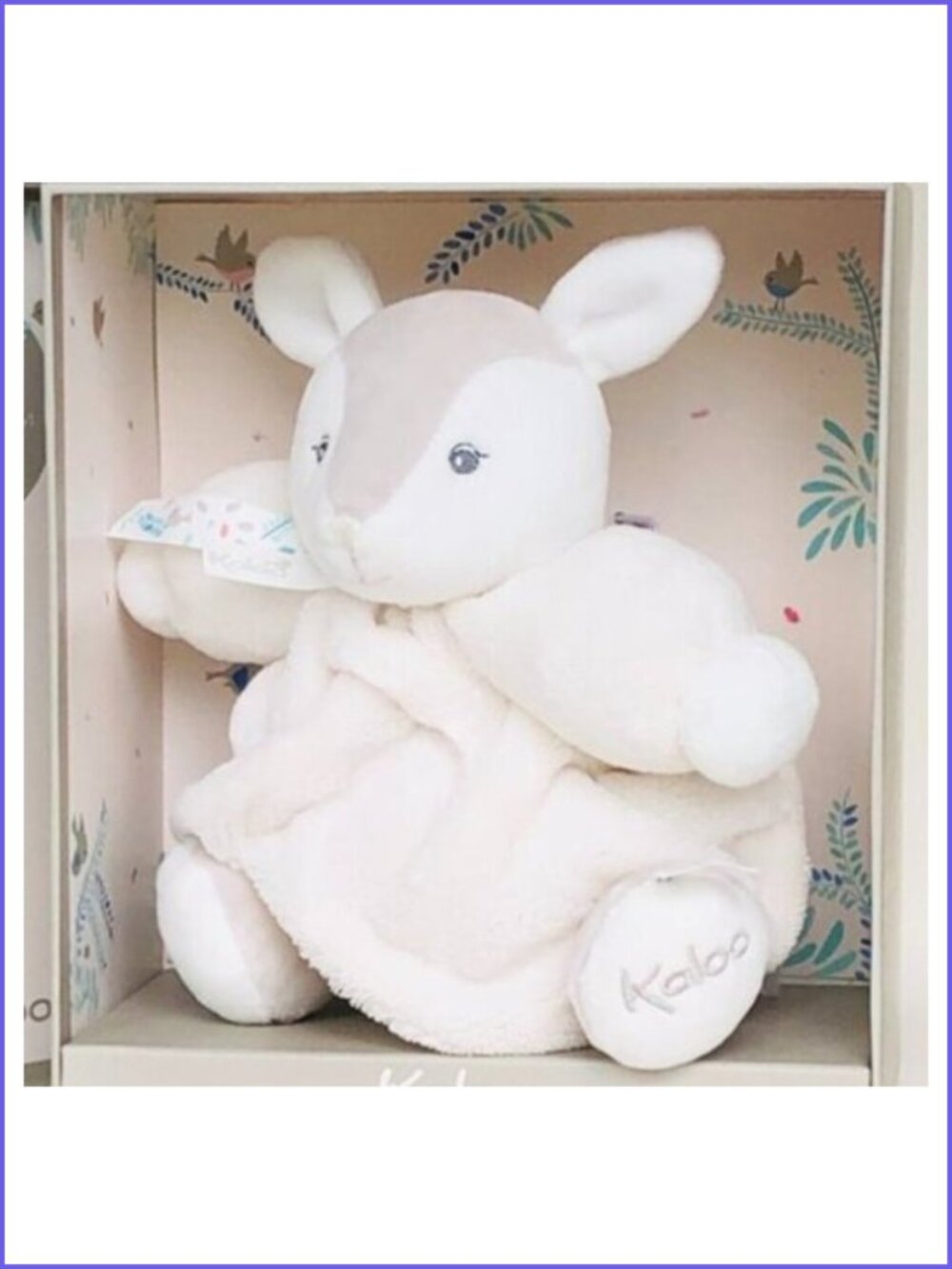 Kaloo White Plush Fawn Soft Plush Stuffed Animal w/New In  Gift Box For 0+
